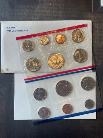 1981 US Mint Set Uncirculated 13 Coin Set Philly & Denver Original Envelope Cover
