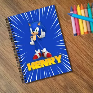 Sonic A5 Personalised Notebook Journal Notepad Note Book Kids Sonic Gift - Picture 1 of 4