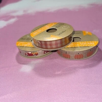 Crafters Square Ribbon Lot of 3 - 3 yards each Fall theme Pumpkin Thanksgiving - Image 1 of 4
