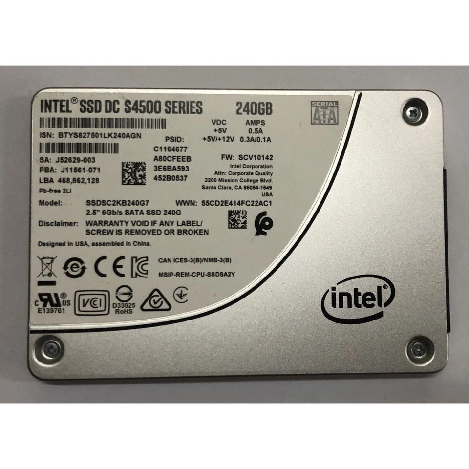 Intel SSD DC S4500 Series 240GB 2.5"SATA3 Solid State Drive SSDSC2KB240G7 - Image 1 of 1