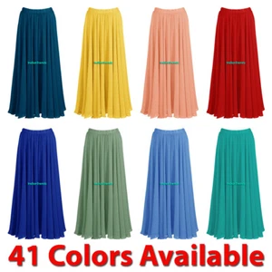 Chiffon 2 Layer Gypsy Skirts Full Circle Belly Dance Flamenco Double JUPE AUS - Bild 1 von 45
