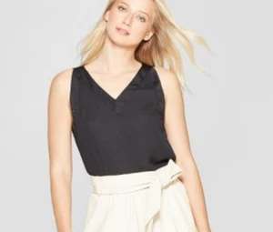 Damen-Tanktop mit V-Ausschnitt – Who What Wear – schwarz – Medium – M310 - Bild 1 von 2