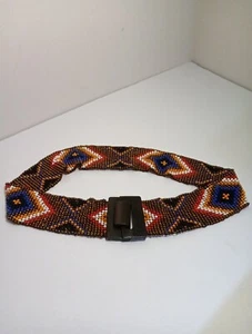 SOUTHWEST Style BEADED-STRETCH BELT ~Nocona~ Multi Color Women 34" Length - Picture 1 of 9