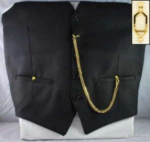Straight pocket watch chain w/ open-style belt clip; various finish options - Picture 1 of 29