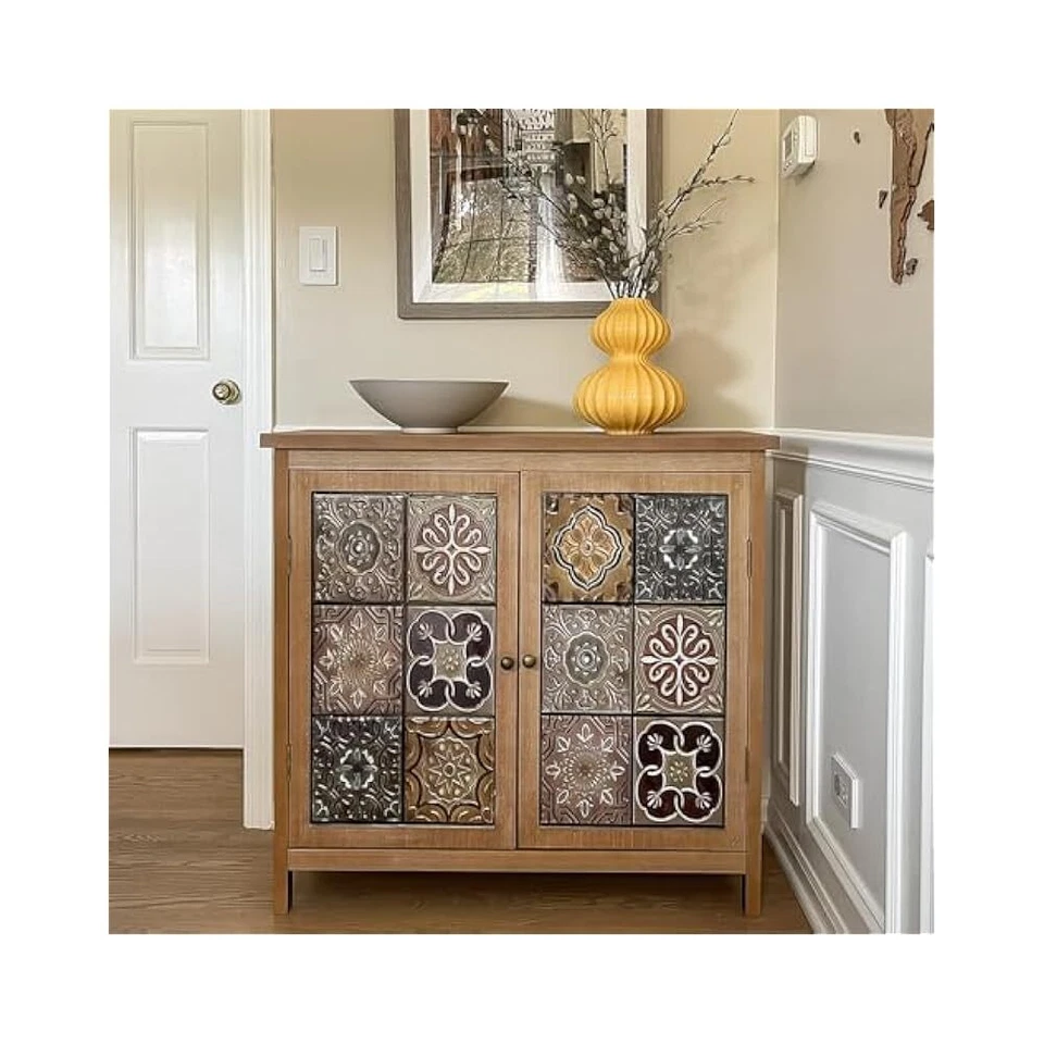 Farmhouse Style Sideboard, 2 Door, Removable Shelf, Classic Wood Finish - Image 1 of 4