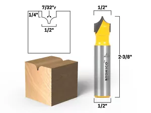 7/32" Radius Point Cutting Round Over Router Bit - 1/2" Shank - Yonico 13073 - Picture 1 of 1