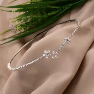 3,28 ct im Labor gezüchteter CVD Birne Diamant Halsreif Halskette Frauen Geschenk 14k Weißgold - Bild 1 von 10