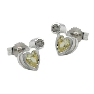 Stecker Ohrstecker Herz, Zirkonia & Peridot hellgrün, 925 Silber, Damen - Bild 1 von 2