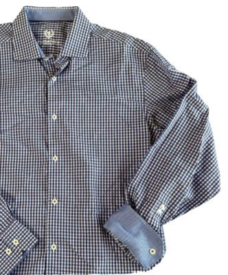 Camisa Bugatchi Uomo 16.5 Para Hombres Púrpura Azul Vestido Abotonado Manga Larga Puño Abatible Foto 1 de 4