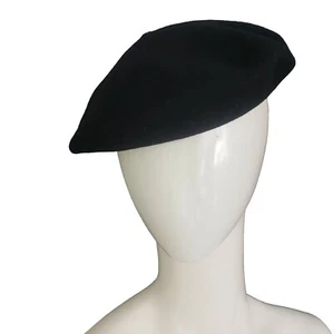 Vintage Beret Basque Pebeo WaterprooPure Laine sz 10 /S Black Made in France  - Picture 1 of 7