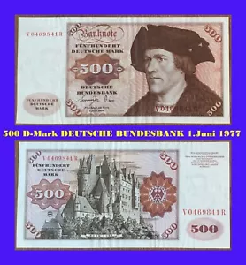 Ⓜ️ 500 Deutsche Mark ☘️ 1.Juni 1977 💥💥 DM Schein Bundesbank 🍄 V 0469841 R 🌐 - Bild 1 von 4