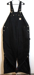 VTG Men 44x30 CARHARTT R03 Quilted Lined UNION MADE Cotton Duck Bib Overalls USA - Picture 1 of 13