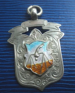 Attractif Début Argent Émail Gymnastique Médaille - Birmingham 1922 J.W.Tiptaft - Picture 1 of 3