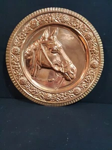 Vintage Italian Hand Made Copper Wall Hanging Decor Plate Horsehead (13 1/2") - Picture 1 of 6