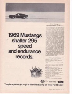 RARE 1969 Mustang Sportsroof Print-Ad / Mickey Thompson-Bonneville records - Picture 1 of 1