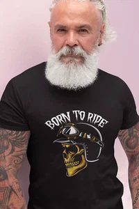 Camiseta Bikers Fan Harley Davidson Edición Fans Regalo Cumpleaños Calavera Nacida para montar - Imagen 1 de 5