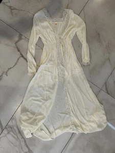 Camisón lencería medieval vintage blanco roto cariño largo encaje novia S - Imagen 1 de 5