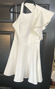 NWT White One Shoulder Ruffle Dress Sz L Luxxel Graduation Wedding Boutique - Picture 1 of 11