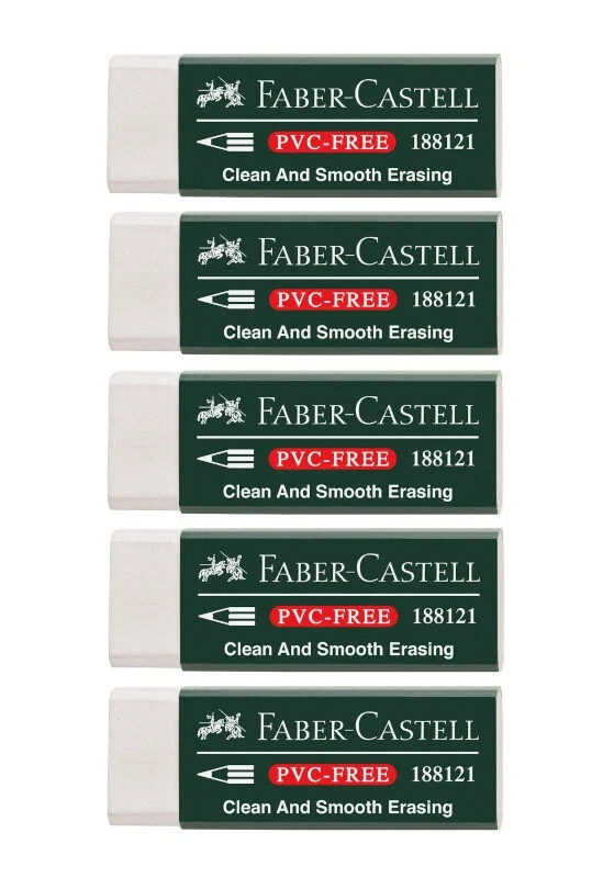 5x Faber-Castell Radierer VINYL ERASER Radiergummi PVC Free 188121