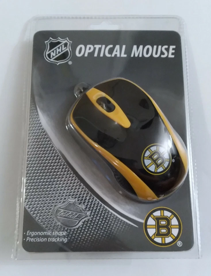 Bruins NHL Wired Optical Mouse W/ 3 Buttons  + Scroll Windows / Mac Team Logo  - Image 1 of 3