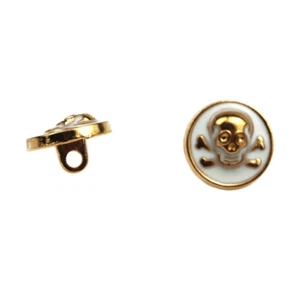 12 Pcs Skull Crossbone Round Gold Shank Button Metal Sewing Embellishments 15mm - Picture 1 of 5