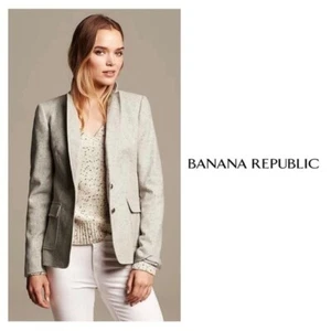 Banana Republic Womens Blazer Jacket Size 6 Gray Wool Hacking Preppy Academic - Picture 1 of 20