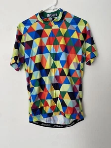 Weimostar full zip cycling jersey multi color argyle design men's sz L - Picture 1 of 10