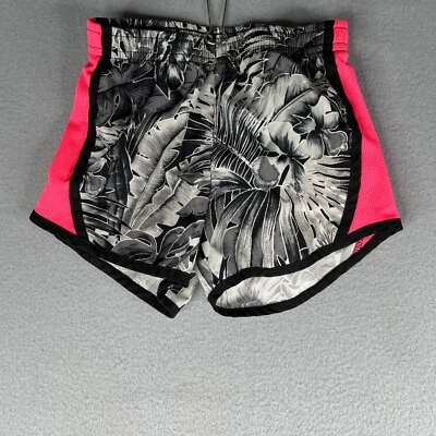 Nike Dri Fit Shorts Youth Girls Medium 6 Active Black Pink Floral Lined Gym - Image 1 of 4