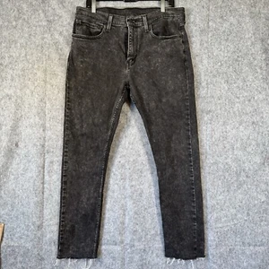 Levis 512 Jeans Mens 34x28* Black Denim Distressed Slim Tapered Cut Off Wash - Picture 1 of 13