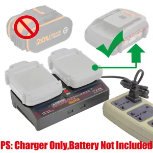 2-PUERTOS WORX 20V WA3525/3520/3575 Reemplazo de batería de iones de litio 3Ah CARGADOR con PUERTO USB - Imagen 1 de 5