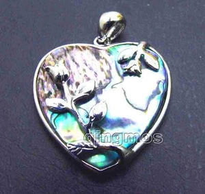 30*40mm Corazón Azul Multicolor Natural Abulón Colgante para Mujer Pluma85 - Imagen 1 de 8