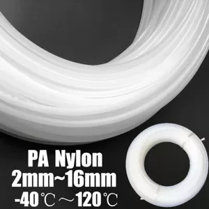 PA Nylon Tube Pneumatic Air Line Tubing Oil & Fuel Plastic Pipe White ID 2~14mm - Picture 1 of 8