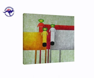 Arte Pop Perros con Manzanas Verdes - Pintura al Óleo sobre Lienzo - Enmarcado \ Sin Enmarcar - Imagen 1 de 6