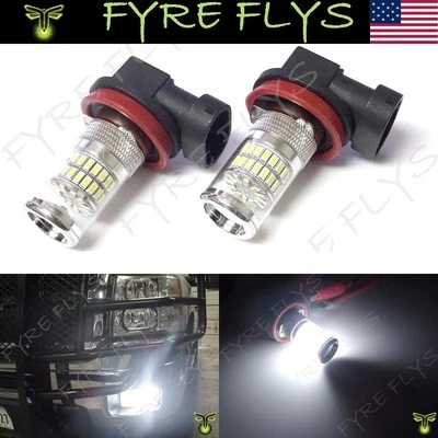 2 Xenon White 48-SMD H11 H8 LED Bulbs Reflector Mirror Design Fog Lights DRL #L1 - Image 1 of 4