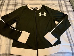 Under Armour Youth Jacket M Black Full Zip Lightweight Coat Loose Cold Gear Boys - Picture 1 of 7