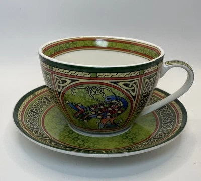 Taza de café de té de pavo real celta porcelana de hueso decoración irlandesa tejido celta redondo 10,5 fl Foto 1 de 4