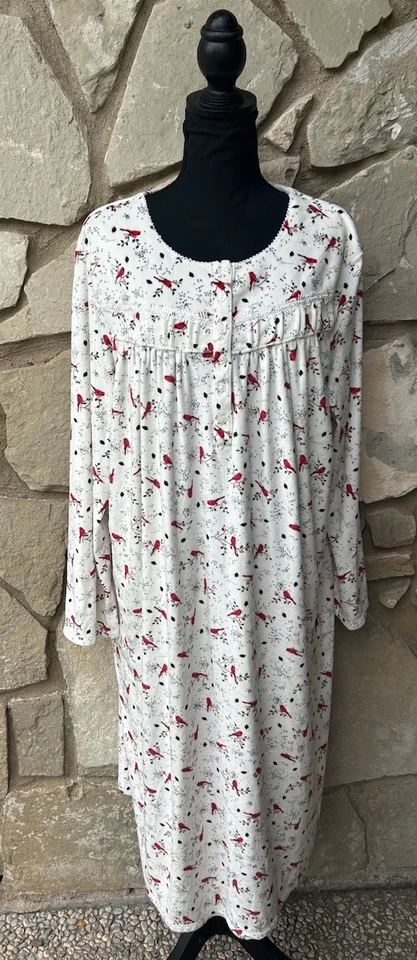 Secret Treasures Nightgown Size XL 16/18 Plush Velour Ivory Red Cardinals NWOT - Image 1 of 4