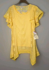Damas One World Live and Let Live Top Amarillo Coral Encaje y Gasa M - Imagen 1 de 5