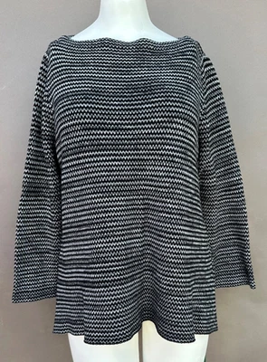 Eight Eight Eight Tunic Sweater Womens L Black White Chevron 100% Cotton Knit - Image 1 of 4