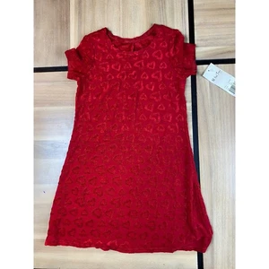 All That Jazz Girls Red Heart Print Dress - Size 6X - Short Sleeve - Picture 1 of 5