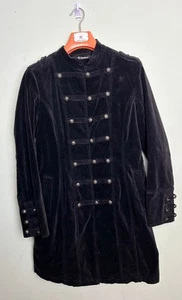 H & R Fashion schwarzer Samt Viskose/Polyester zweireihiger Mantel Größe 18 - Bild 1 von 11