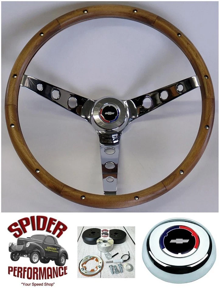 64-65 Malibu EL Camino Chevelle steering wheel CLASSIC BOWTIE 15" CLASSIC WALNUT - Image 1 of 4