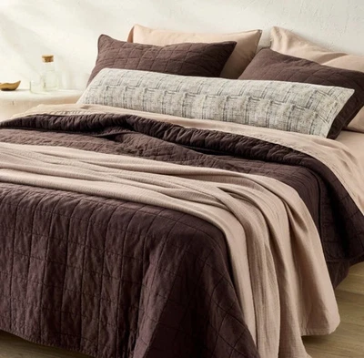 Casaluna King Heavyweight Linen Blend Quilt & Sham Set, New - Image 1 of 4