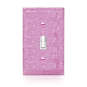 Shiny Pink Rhinestones Single Toggle Light Switch Plate Decorative Cover Plat... - Picture 1 of 2