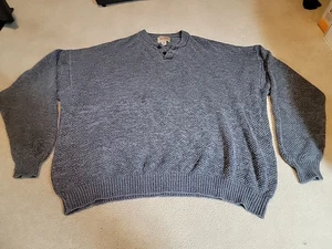 Vintage Woolrich Baumwolle Knopf Strick Hals Fischer Pullover Herren Größe 4XL groß grau - Bild 1 von 9