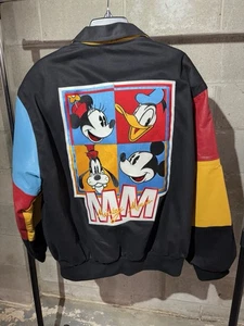 Vintage 90s Jeff Hamilton Mickey Mouse Varsity Jacket Leather Sleeve Size XL - Picture 1 of 10