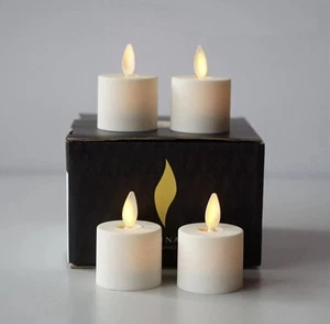 Luminara Flameless Ivory Tea Light Candles Unscented Moving Flame, Set of 4 - Picture 1 of 4