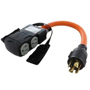 AC WORKS® L21-30P auf (4) 5-15/20R 1,5 Fuß Steckdosenleiste Kabel STW 10/4 mit Unterbrechern - Bild 1 von 10