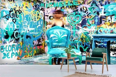 Murales de pared arte graffiti 3D papel tapiz murales pegatina de pared 35 Foto 1 de 4