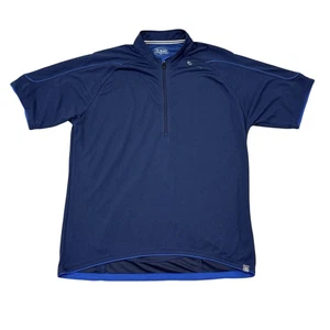Sugoi Cycling Jersey Sz Large Navy Blue 1/2 Zip Short Sleeve Biking Bamboo Blend - Picture 1 of 10